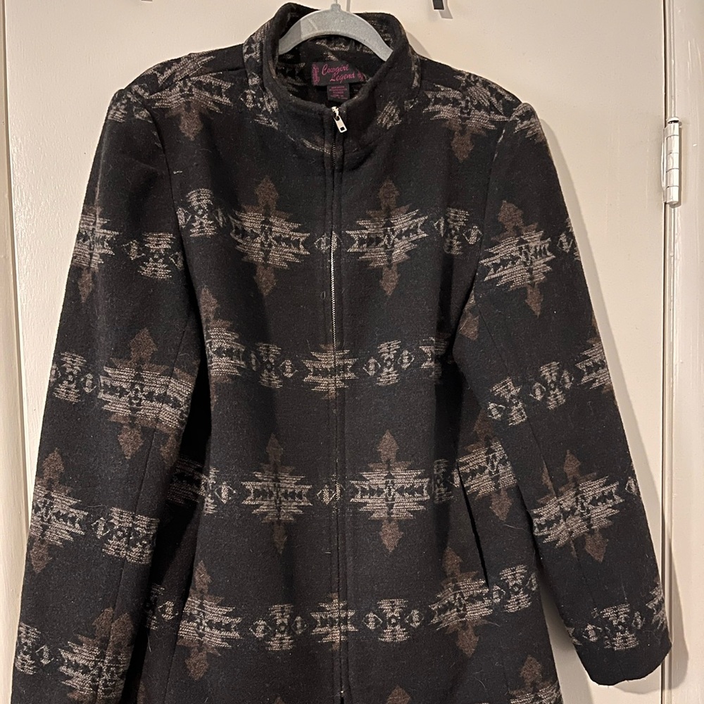 Longer western wool shacket